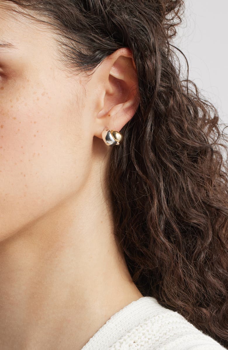 Nordstrom Wide Overlap Huggie Hoop Earrings, Alternate, color, Gold- Silver