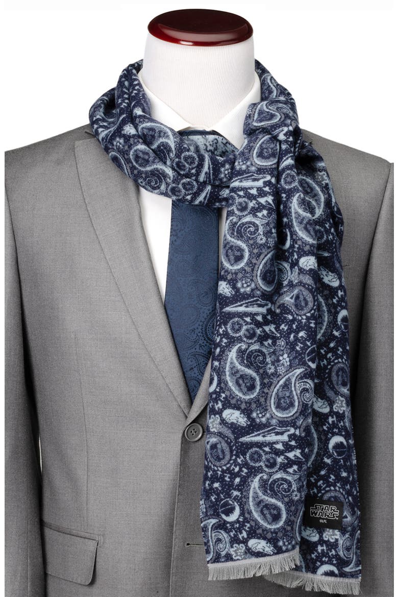 Star Wars™ Darth Vader Paisley Merino Wool Blend Scarf, Alternate, color, GRAY
