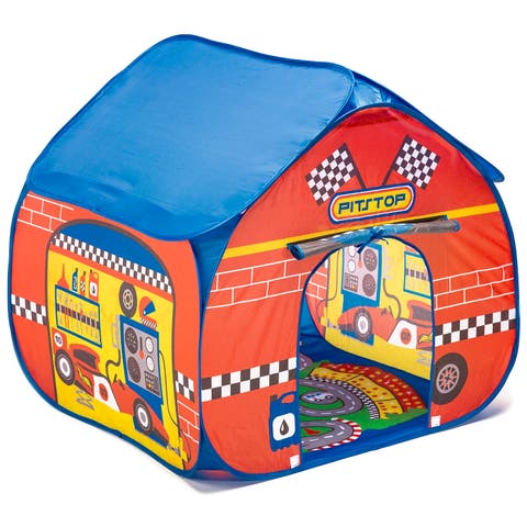 Pop It Up Pit Stop Tent With Race Mat Playhouse, Red