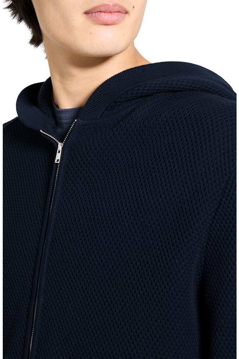 Myhlo Perforated Waffle Cotton Zip Hoodie, Alternate, color, BALTIC - XHX