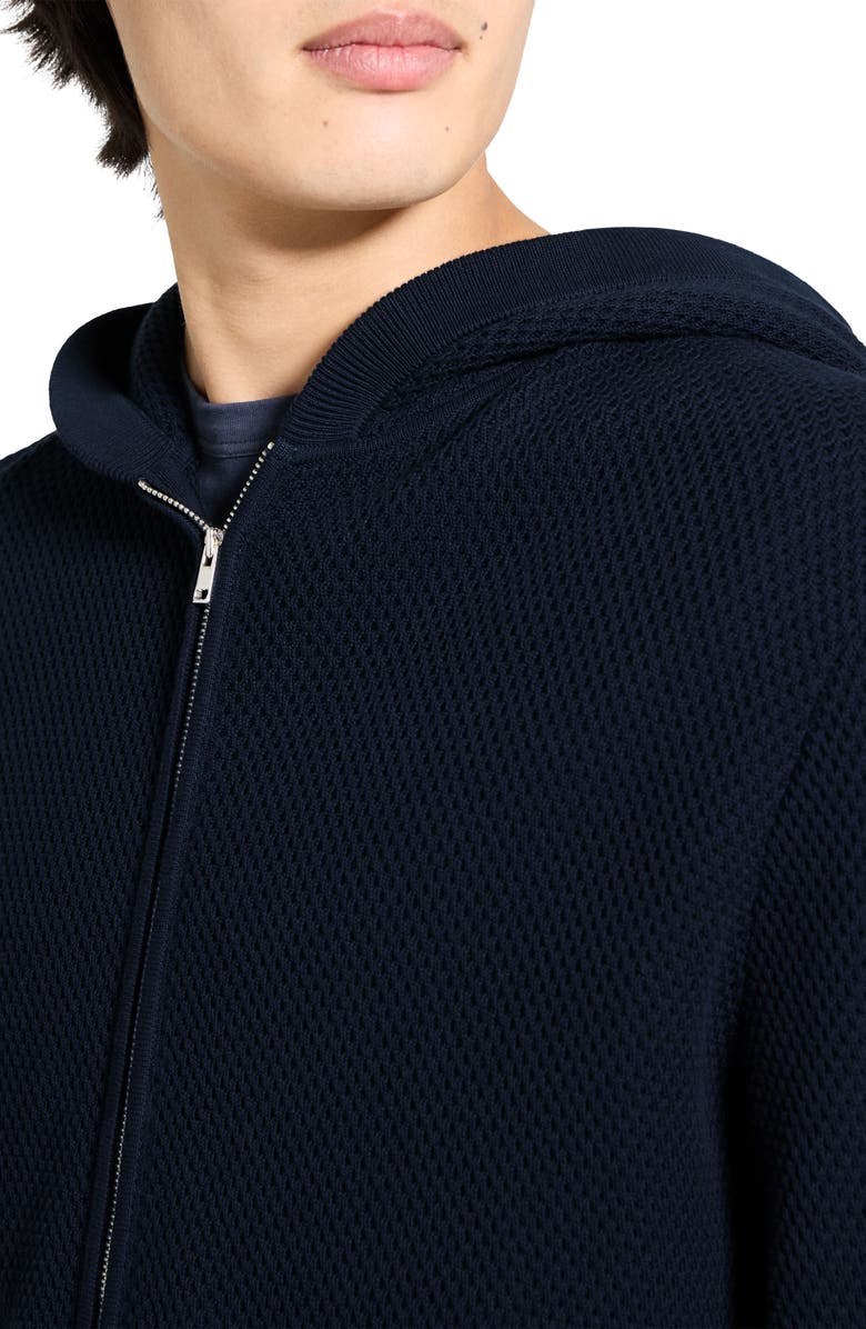 Theory Myhlo Perforated Waffle Cotton Zip Hoodie, Alternate, color, Baltic - Xhx
