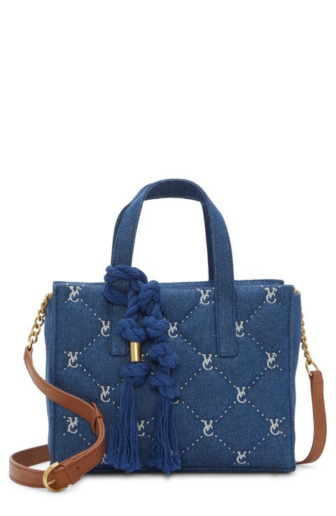 Barry Quilted Denim Top Handle Bag