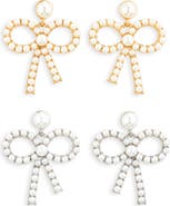 Tasha Set of 2 Faux Pearl Bow Drop Earrings