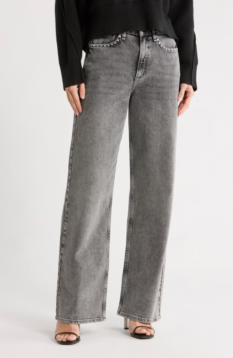 rag & bone Lori Embellished Mid Rise Wide Leg Jeans, Main, color, Stockbridge