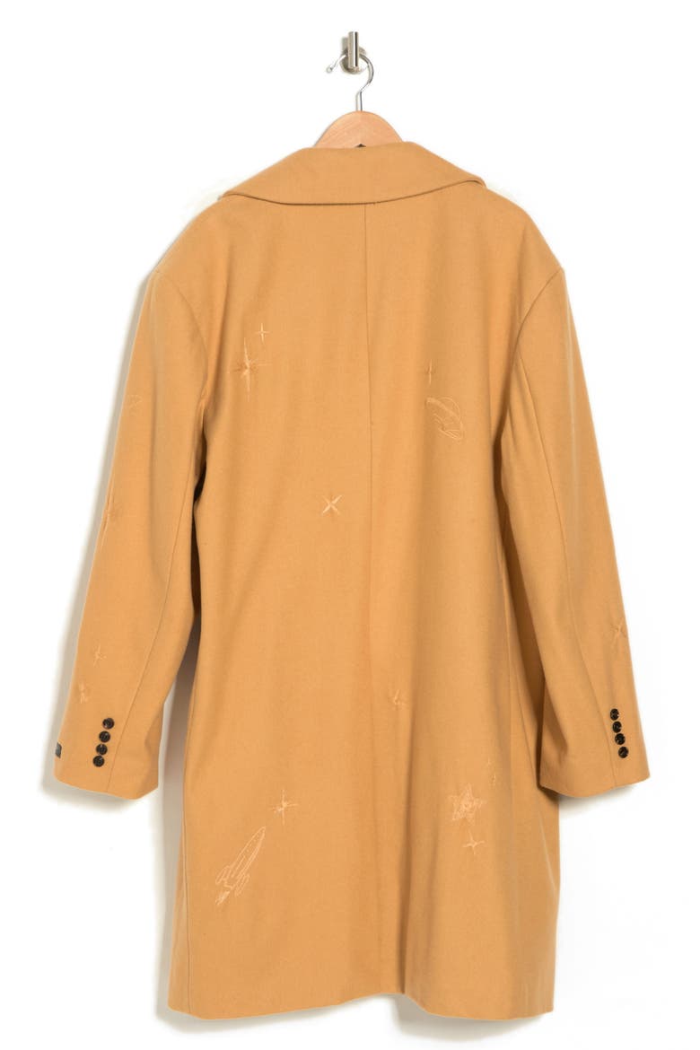 Starry Night Embroidered Double Breasted Coat, Alternate, color, BEIGE