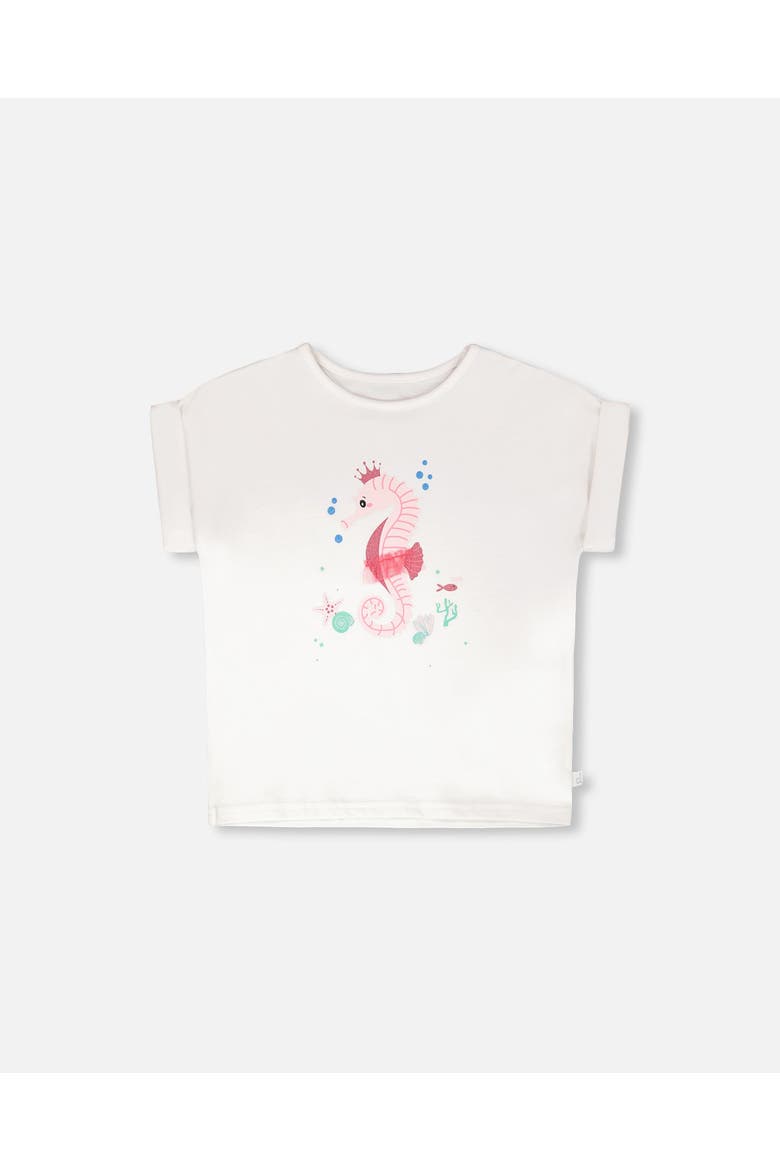 Organic Cotton Jersey Short Sleeve Seahorse T-Shirt, Main, color, White