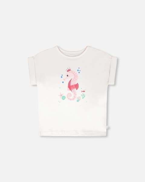 Organic Cotton Jersey Short Sleeve Seahorse T-Shirt (Toddler, Little Kid & Big Kid)