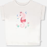 Deux par Deux Organic Cotton Jersey Short Sleeve Seahorse T-Shirt