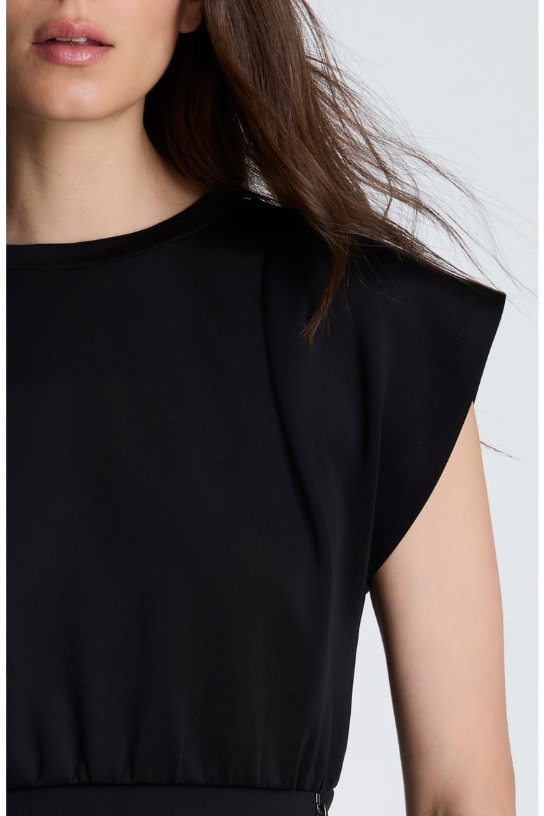 Shoulder Pleat Sleeveless Crewneck Top, Alternate, color, BLACK