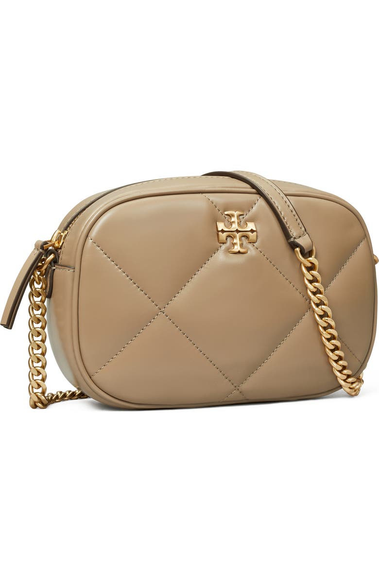 Tory Burch Kira Diamond Quilted Leather Camera Bag, Alternate, color, Taupe Oak