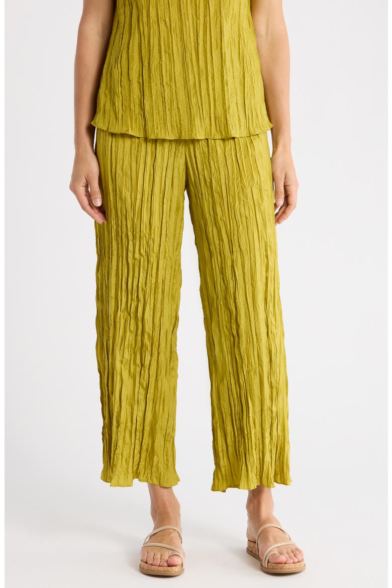 Crinkled Silk Wide Leg Pants, Main, color, GOLDEN PEAR