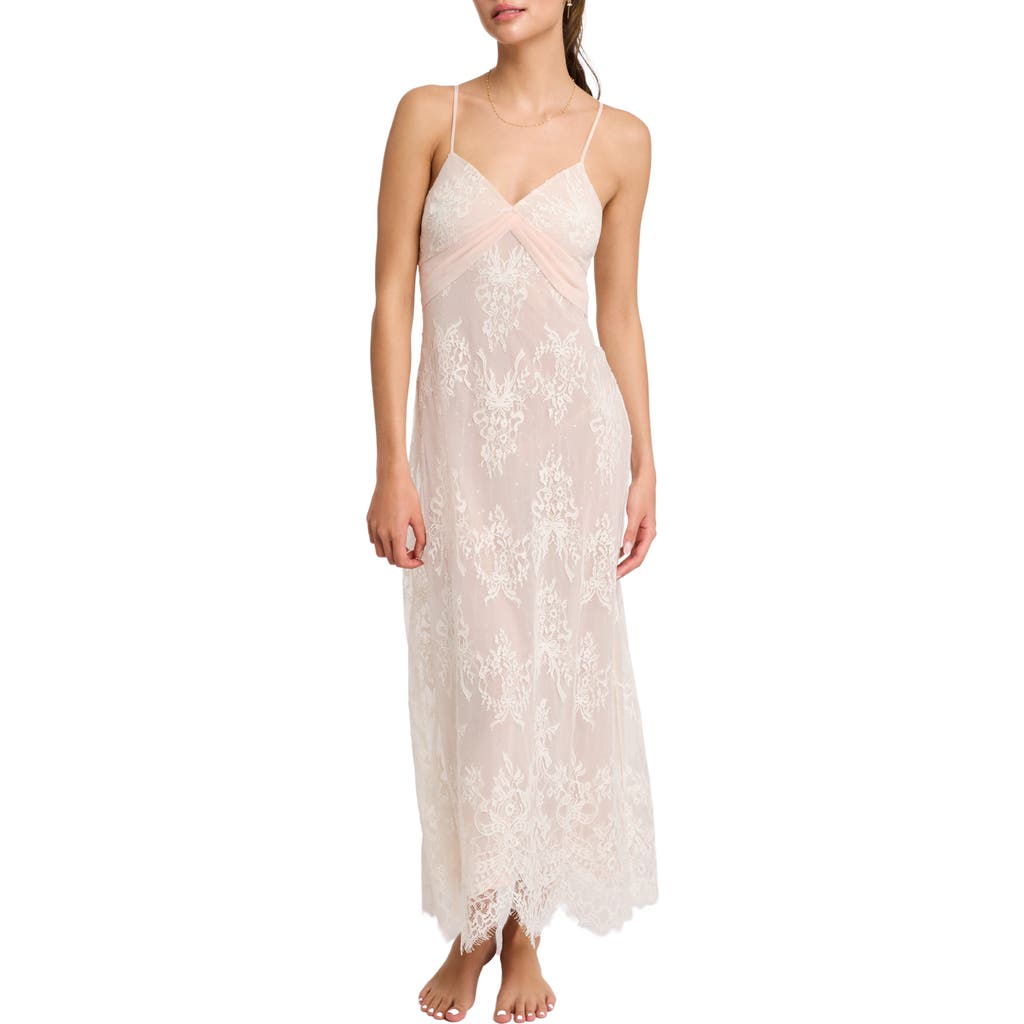 Rya Collection Giselle Lace & Chiffon Gown In Blush