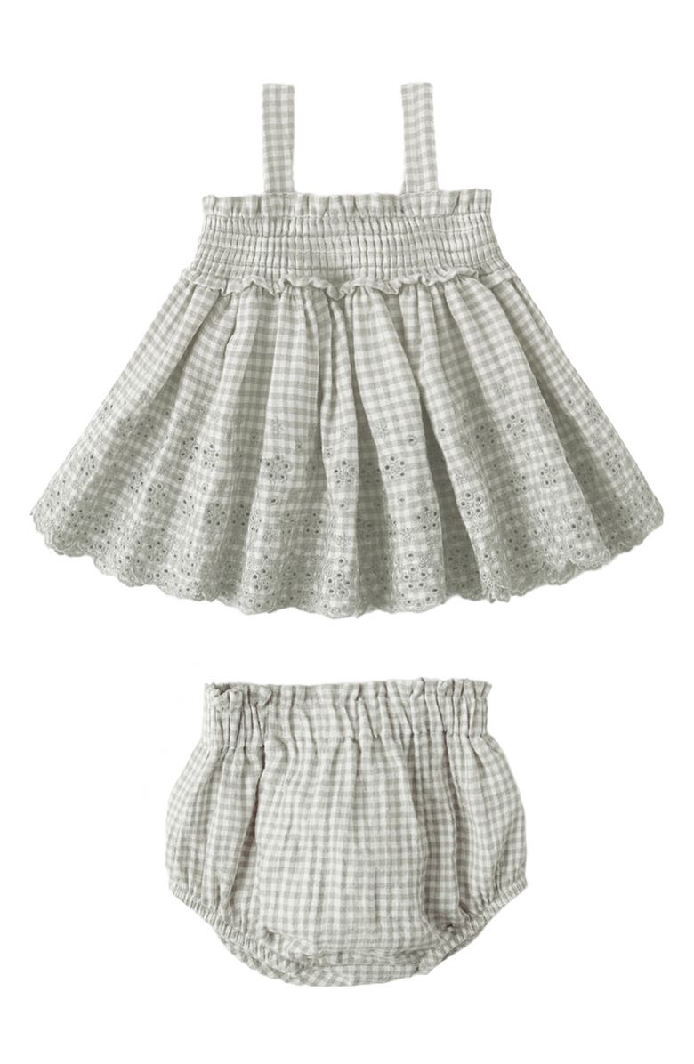 QUINCY MAE Mae Embroidered Smocked Top & Bloomers Set, Alternate, color, Sage