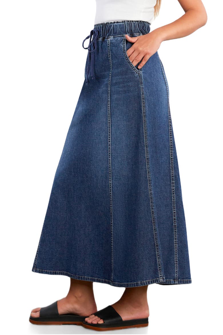 Tie Waist Denim Skirt, Alternate, color, SHARK BLUE