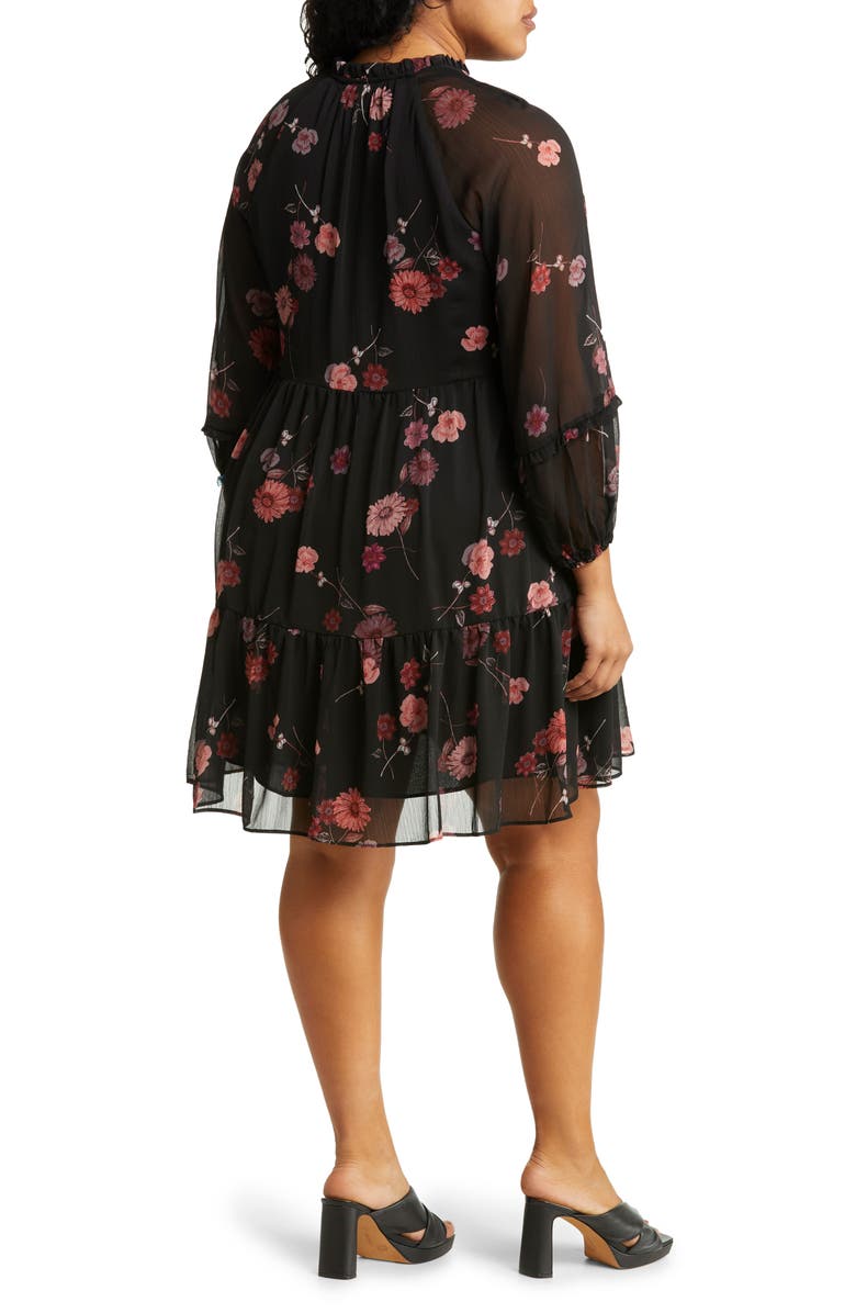 CeCe Floral Print Long Sleeve Babydoll Dress, Alternate, color,
