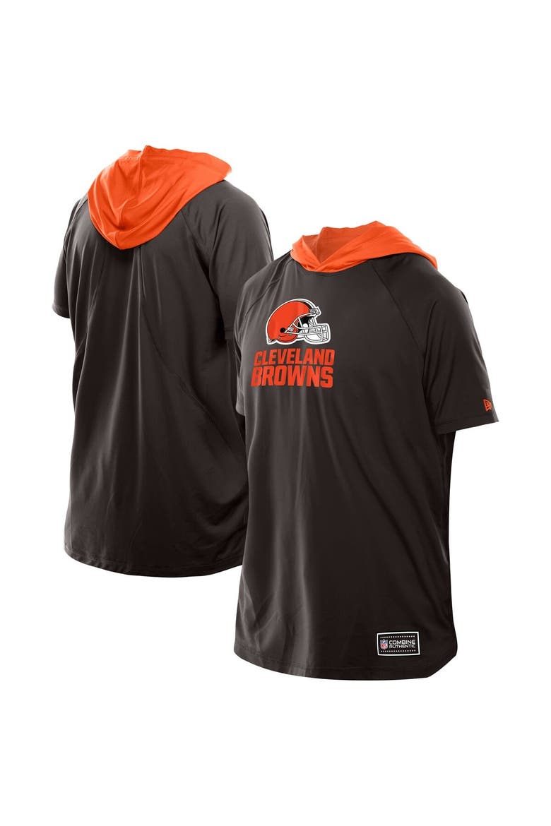 Men's New Era  Brown Cleveland Browns Combine Authentic Hooded Raglan Short-Sleeve T-Shirt, Main, color, Brown