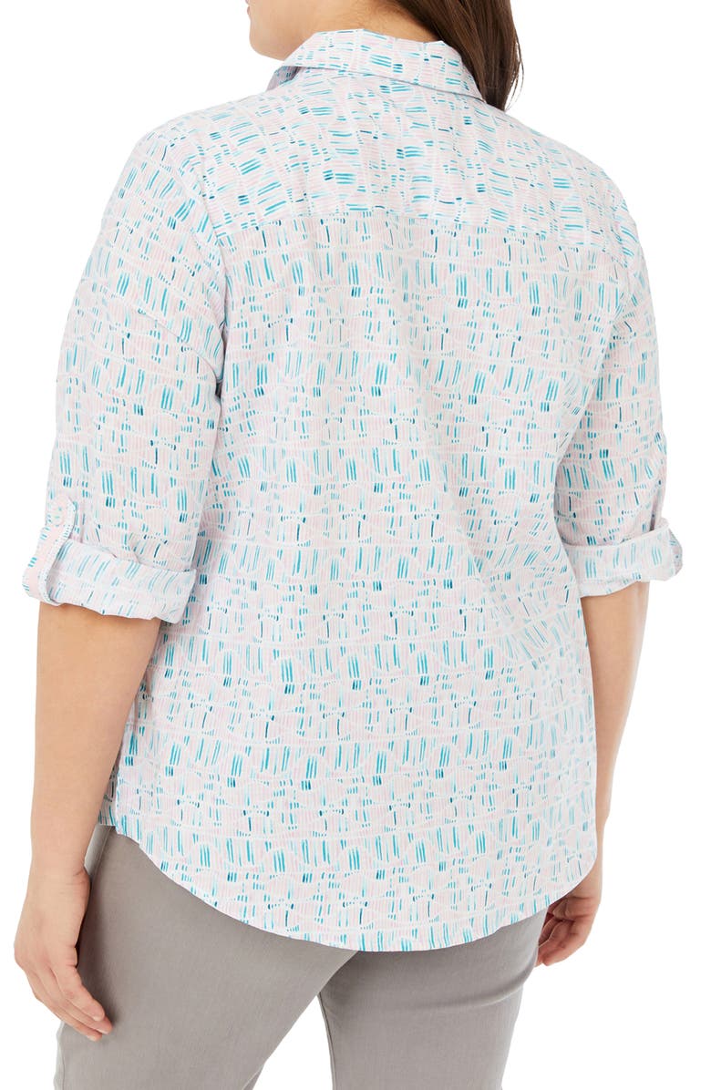 Foxcroft Zoey Printed Roll Tab Cotton Button-Up Shirt, Alternate, color, 