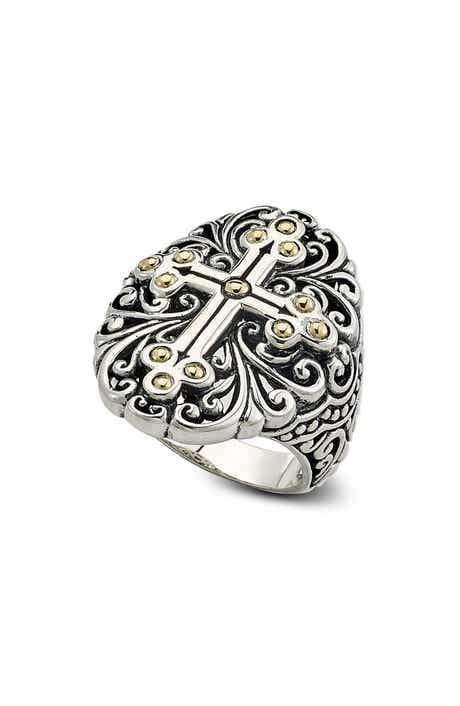 SAMUEL B. Two-Tone Balinese Cross Ring