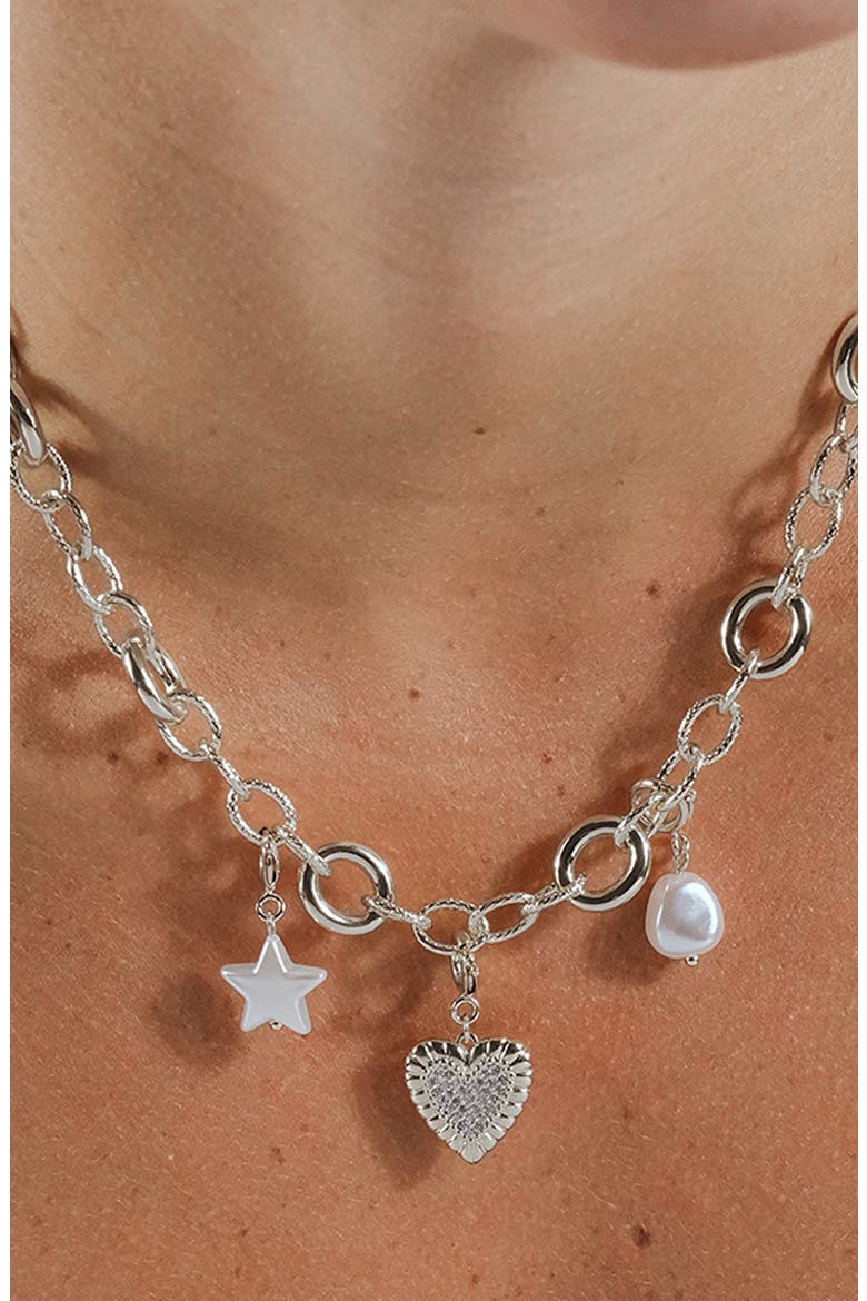 Carter Round Link Statement Necklace, Alternate, color, SILVER