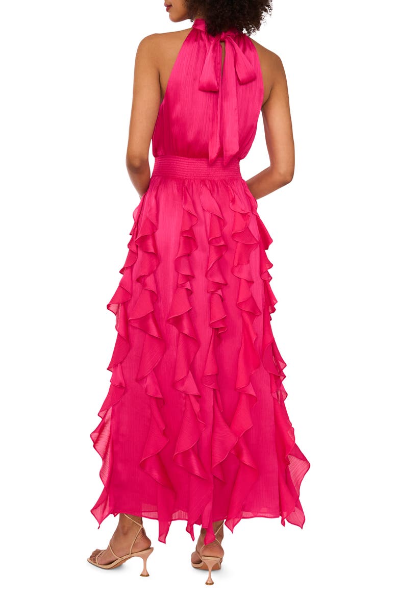 Ruffle Halter Dress, Alternate, color, BEETROOT PURPLE