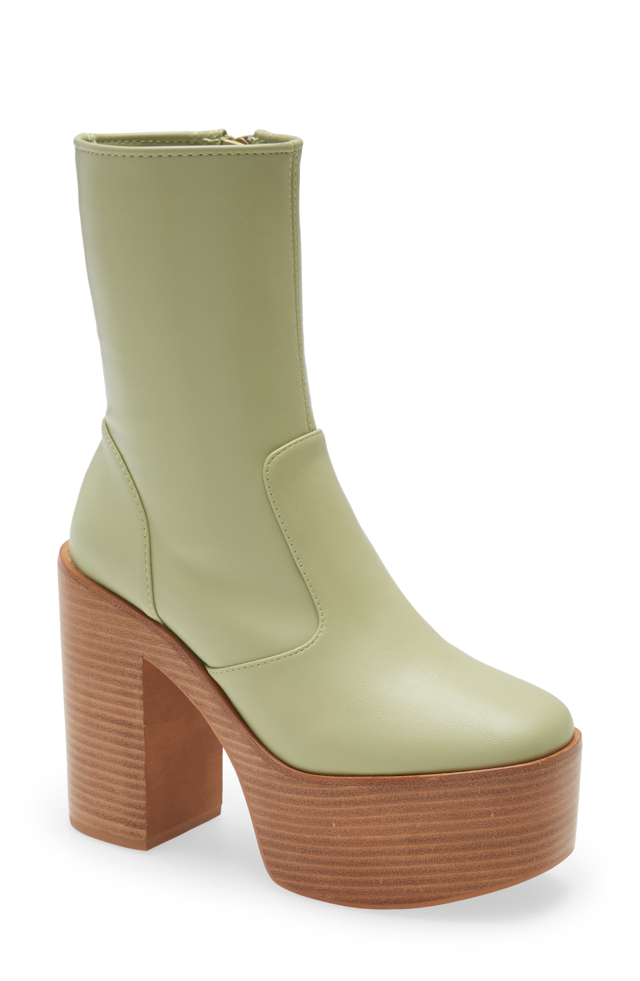 Mexique Platform Bootie, Main, color, MINT NATURAL POLISHED STACK