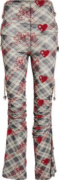 Chopova Lowena Sonicscape Plaid Flocked Mesh Leggings
