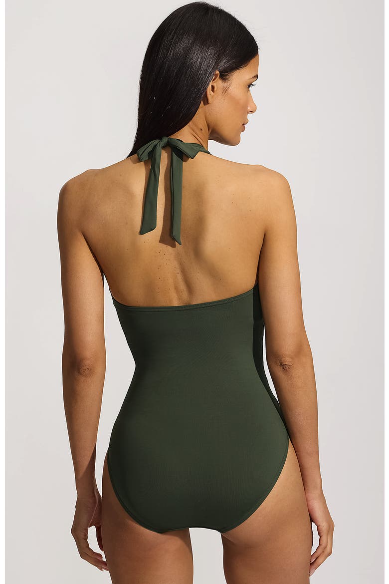 Sculpting Suit Plunge Halter High Leg One Piece Swimsuit, Alternate, color, Rich Olive Green