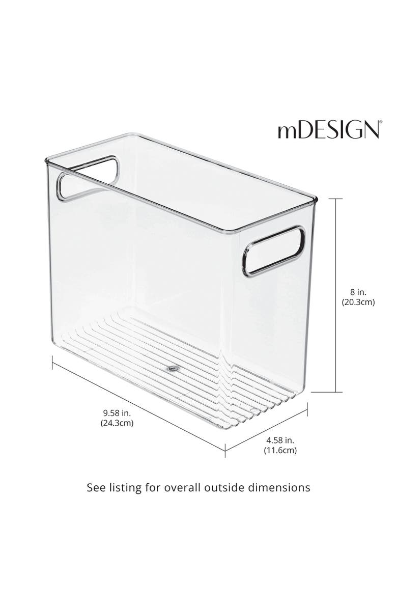 mDesign Tall Plastic Bathroom Organizer Bin with Built-In Handles, 4 Pack, Clear, Alternate, color, 