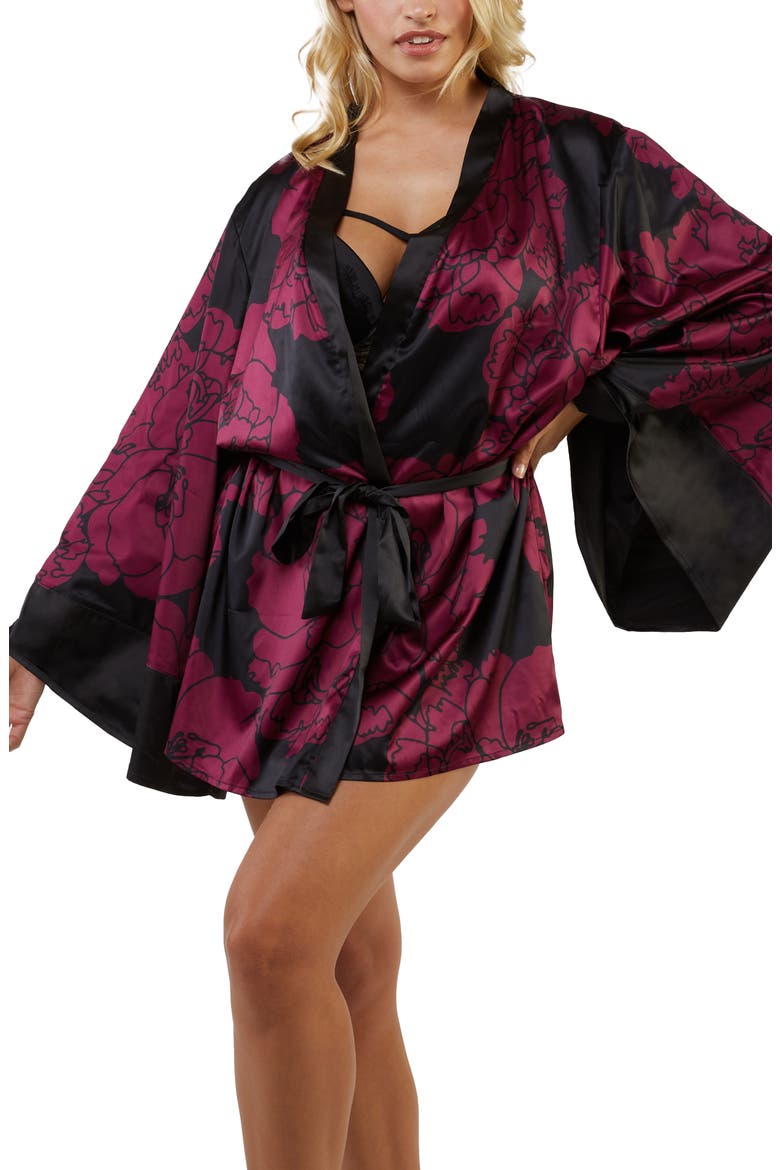 x Sammi Jefcoate Oversize Floral Satin Robe, Alternate, color, DARK FLORAL