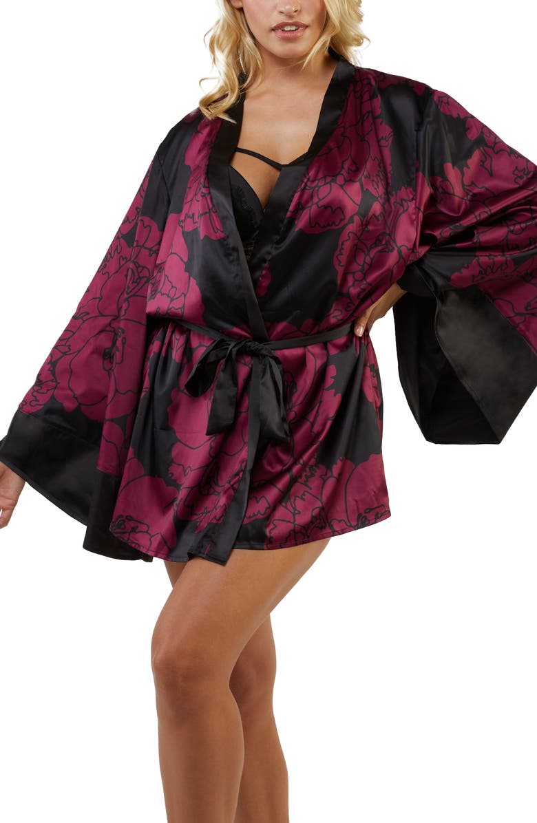 Playful Promises x Sammi Jefcoate Oversize Floral Satin Robe, Alternate, color, 