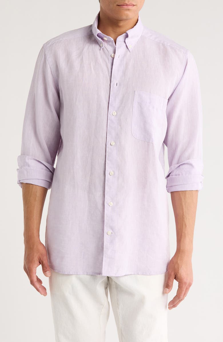 Eton Contemporary Fit Linen Dress Shirt, Main, color, 