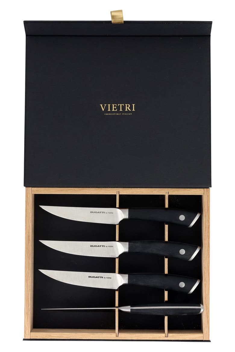 Coltelli 4-Piece Stainless Steel Steak Knife Set, Alternate, color, BLACK