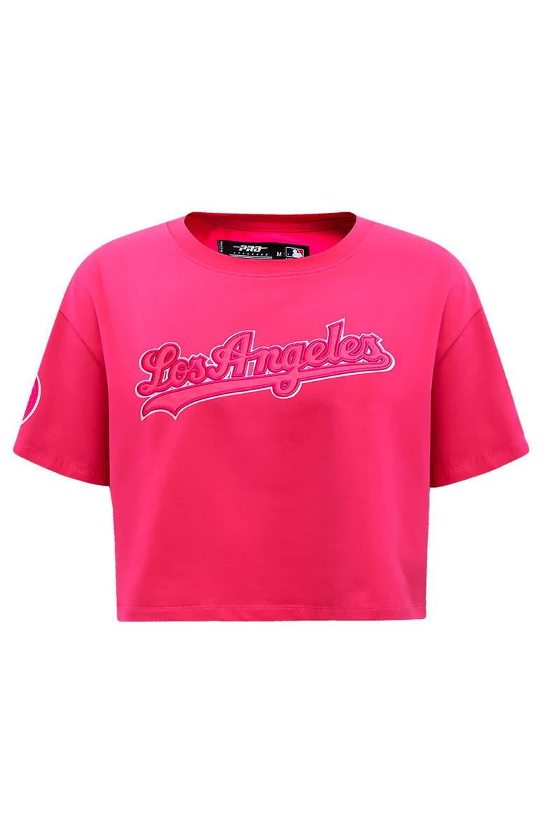 PRO STANDARD Women's Pro Standard Pink Los Angeles Dodgers Triple Pink Boxy Cropped T-Shirt, Alternate, color, 