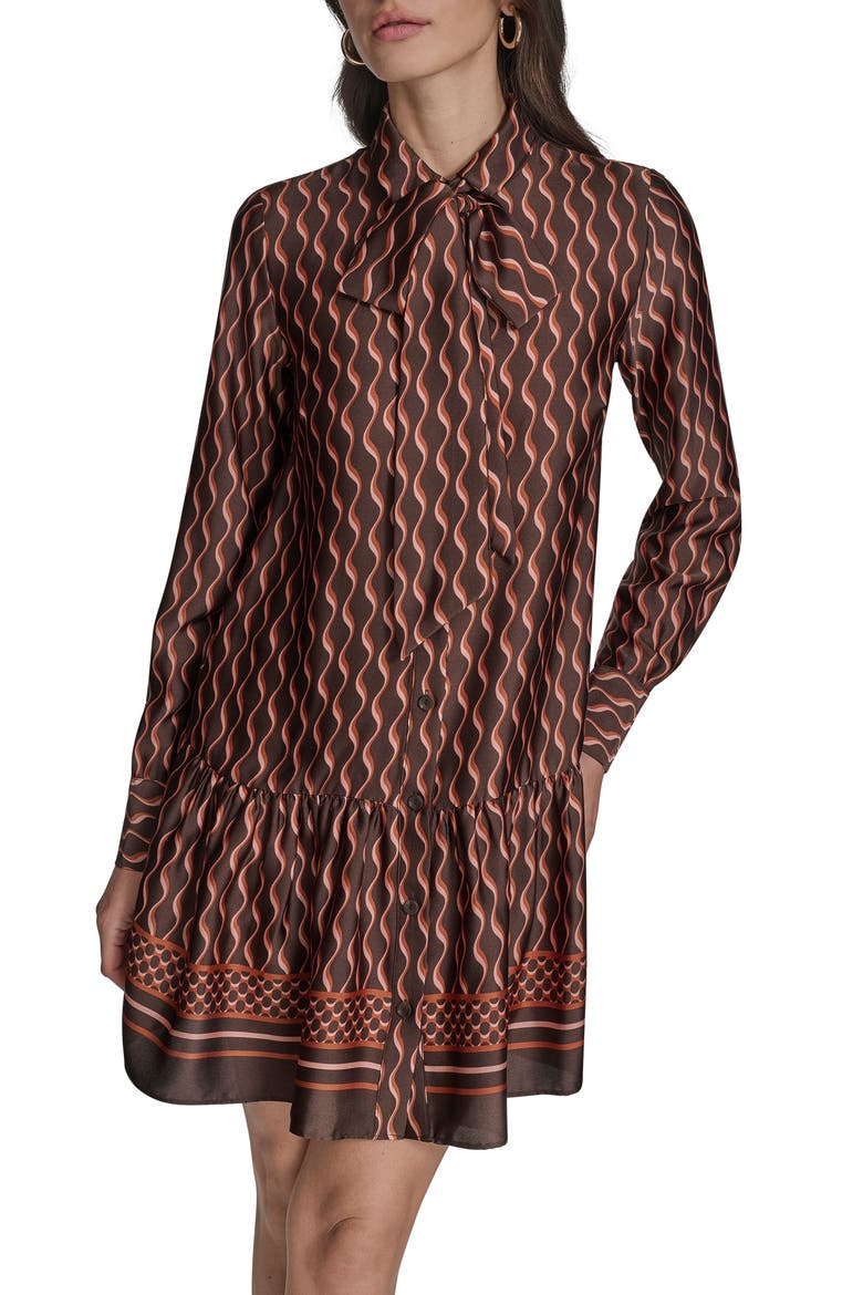 Long Sleeve Drop Waist Shirtdress, Alternate, color, TRUFFLE MULTI