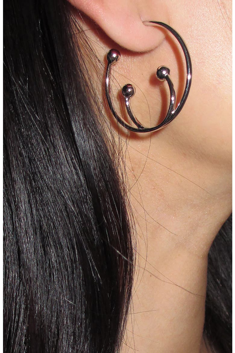 XL Pierced Hoop Earrings, Alternate, color, Silver