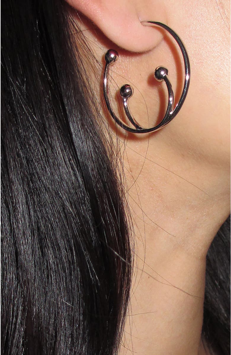 Rimor Jewelry XL Pierced Hoop Earrings, Alternate, color, Silver