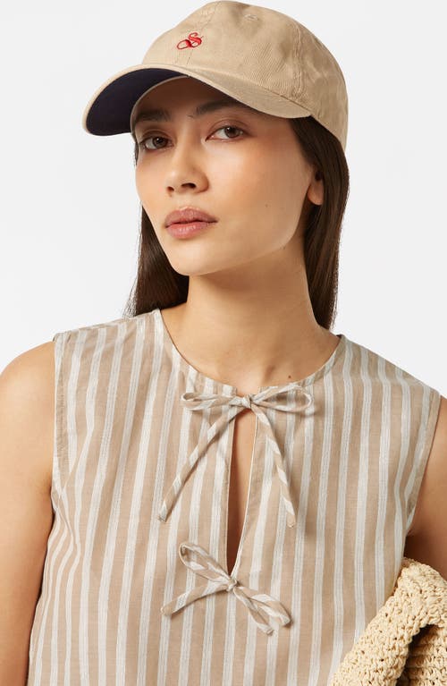Scotch & Soda Bow Details Sleeveless Top In Desert Sand Stripe With Lurex