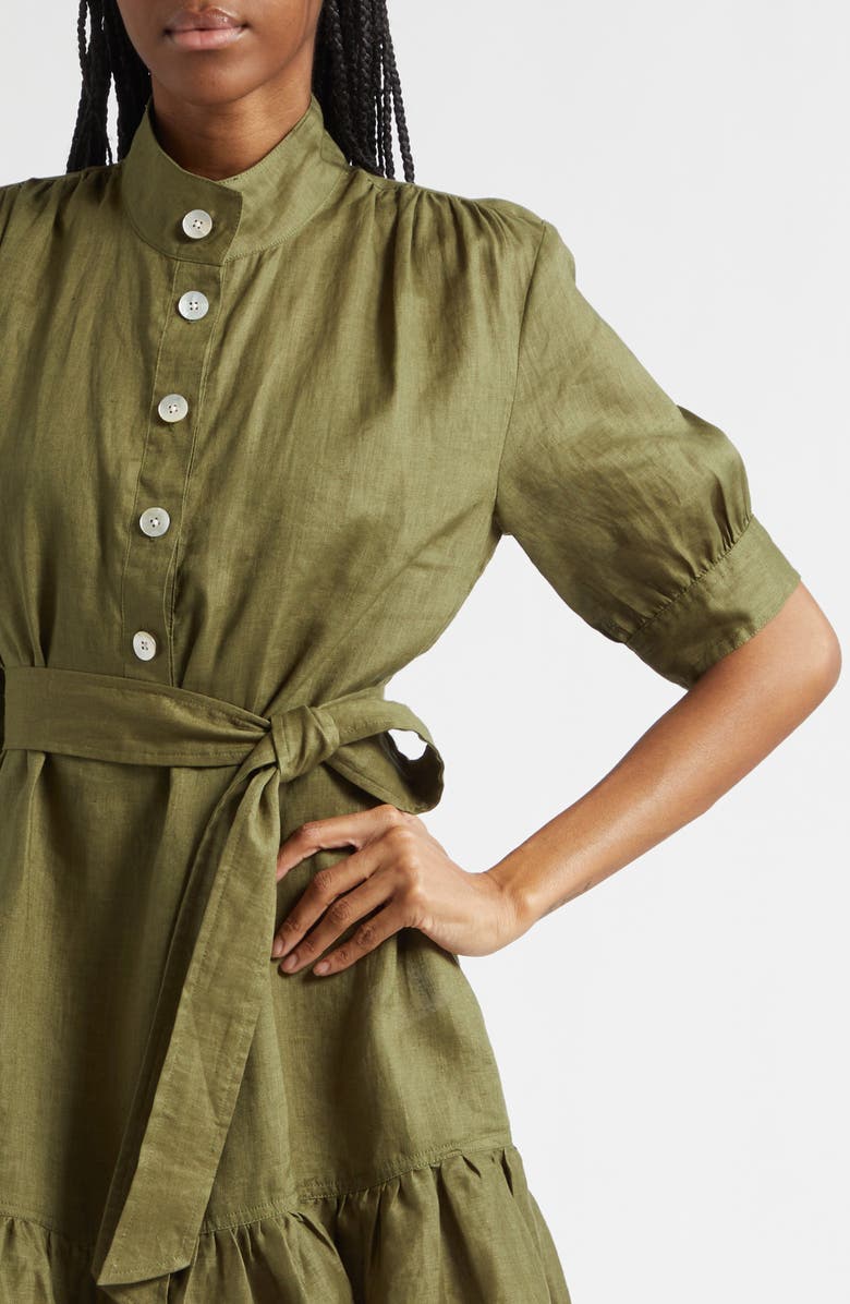 Veronica Beard Kaidin Ruffle Hem Dress, Alternate, color, Army