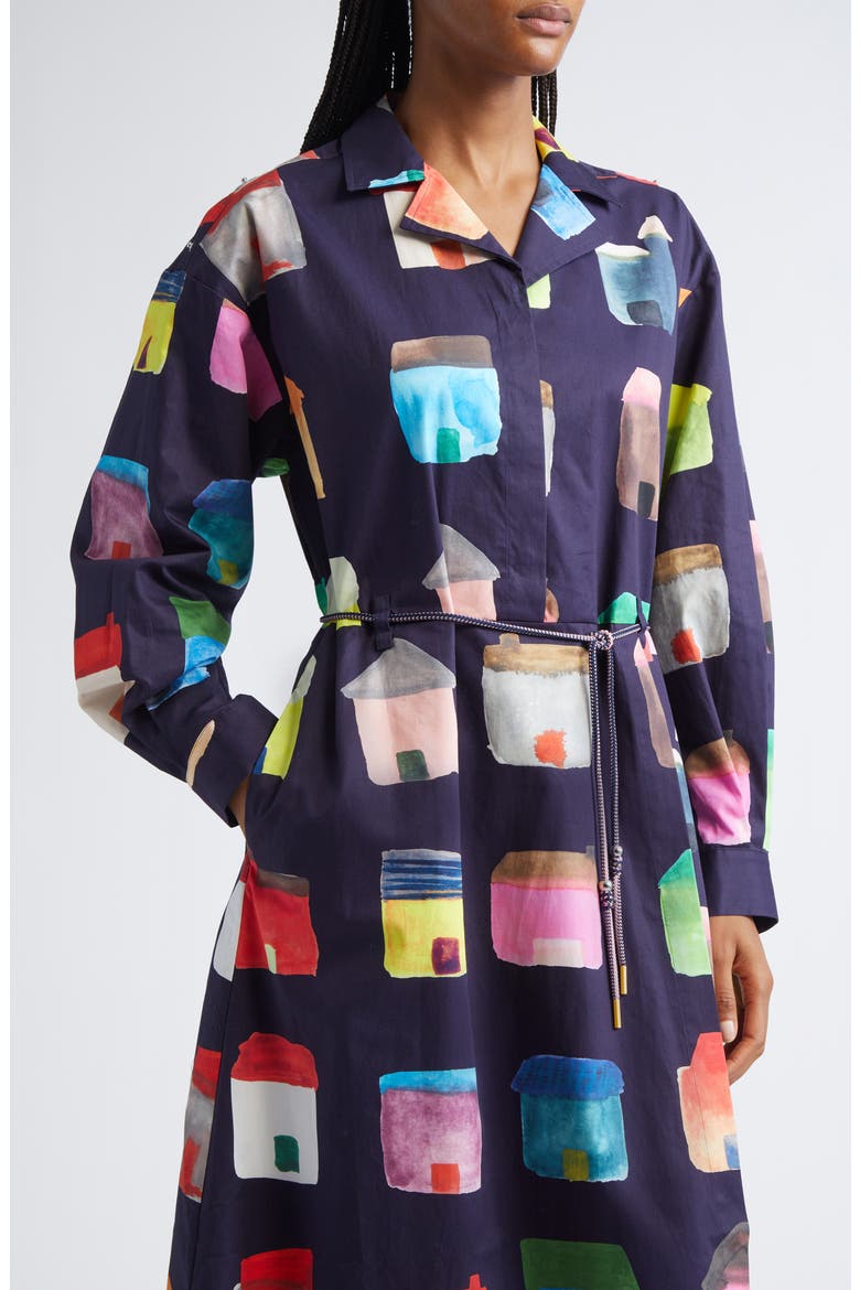 House Print Cotton Shirtdress, Alternate, color, REFUGIOS