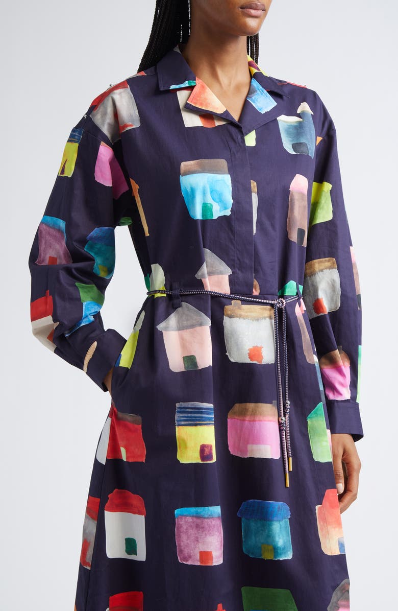 Stine Goya House Print Cotton Shirtdress, Alternate, color, Refugios