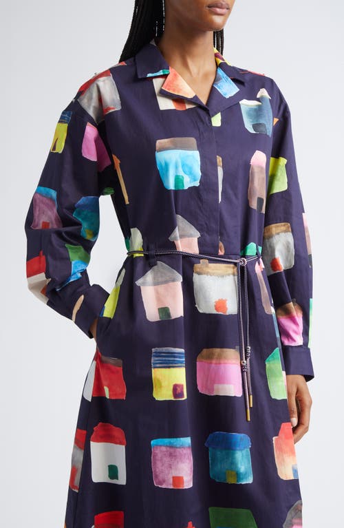 Stine Goya House Print Cotton Shirtdress In Multi
