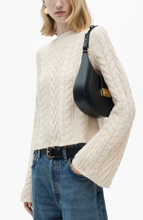 Mango Twisted Flare Sleeve Sweater In Ecru
