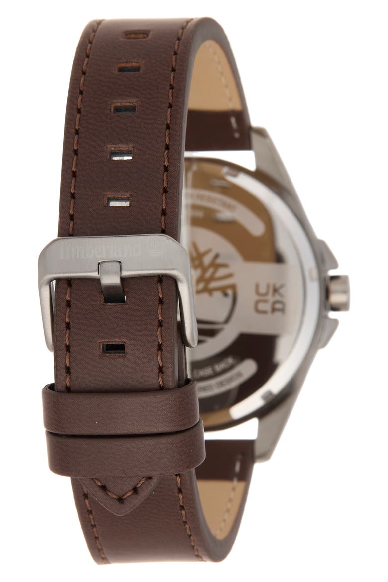 Classic Quartz Leather Strap Watch, 45mm, Alternate, color, DARK BROWN