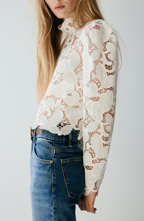Guipure Lace Long Sleeve Top
