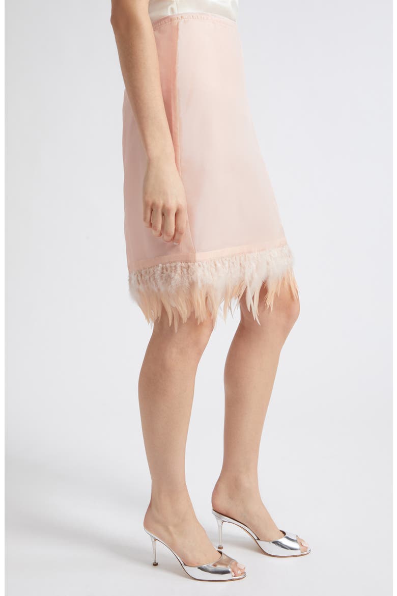 Lark Feather Trim Silk Skirt, Alternate, color, SANDROSE