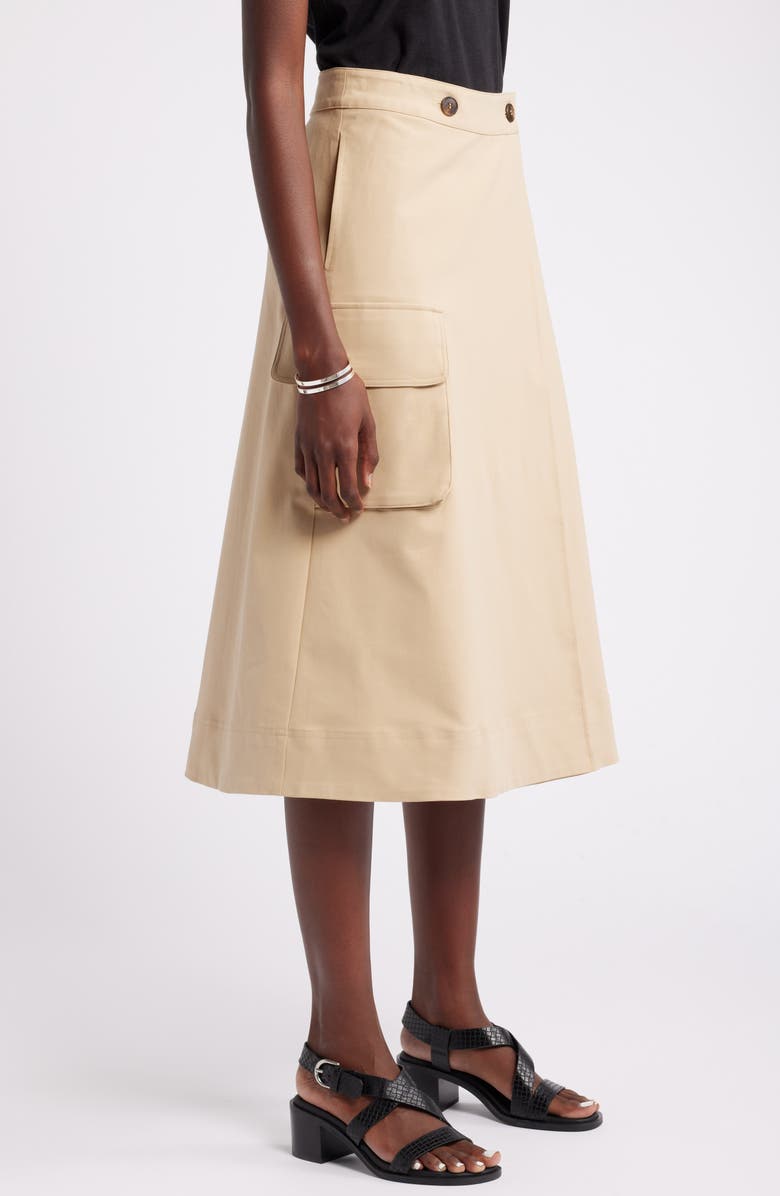Nordstrom Stretch Cotton Midi Cargo Skirt, Alternate, color, Tan Travertine