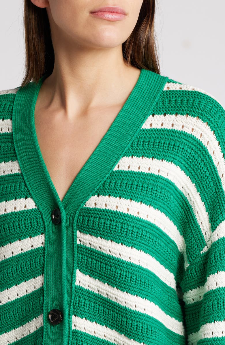 Rails Geneva Stripe Cotton Cardigan, Alternate, color, Kelly Stripe