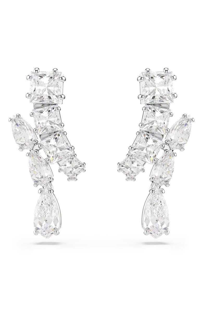 Swarovski Matrix Drop Earrings, Main, color, White/ Silver