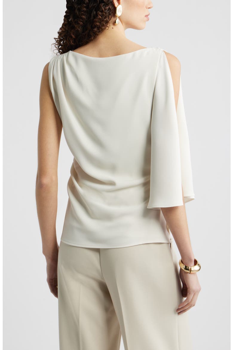 Single Split Sleeve Crepe Top, Alternate, color, IVORY TOFU