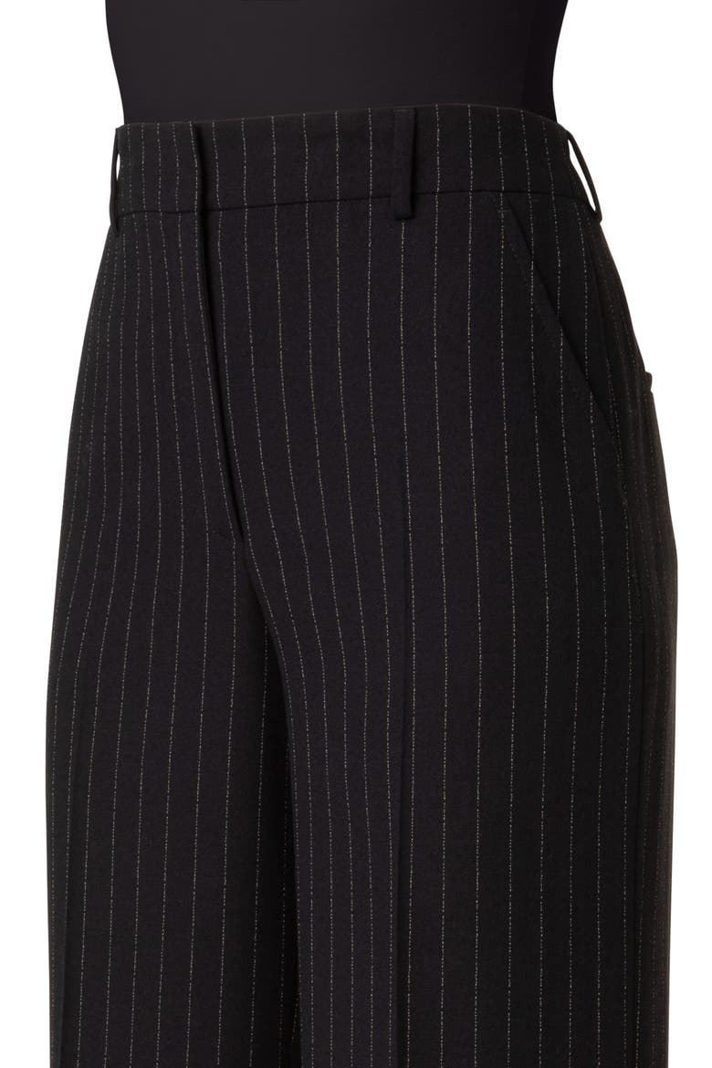 Pinstripe Wool Blend Crepe Pants, Alternate, color, BLACK-CREAM